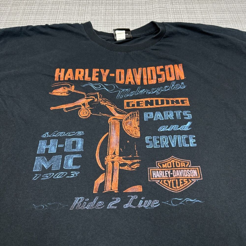 Harley Davidson Shirt Mens XXXL Black Ride 2 Live Pullover Motorcycle Biker Tee